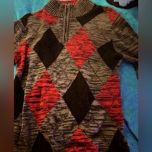 Grey and Red argyle sweater